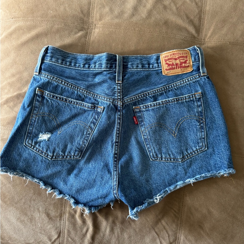 Levi's Blue Jean Shorts Distressed High-Waisted